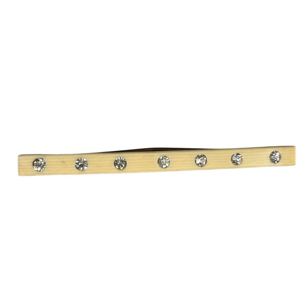Art Deco carved bone rhinestone bar brooch.